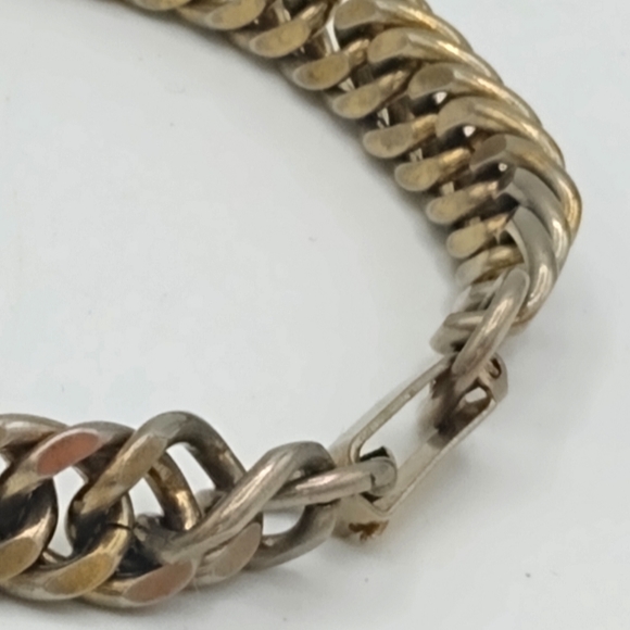 Gold tone Curb Chain Box Clasp Bracelet Vintage - Picture 8 of 10